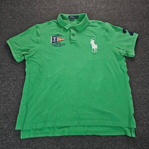 Polo Ralph Lauren Shirt Mens XXL Green Yacht Club Division Big Pony Custom Fit
